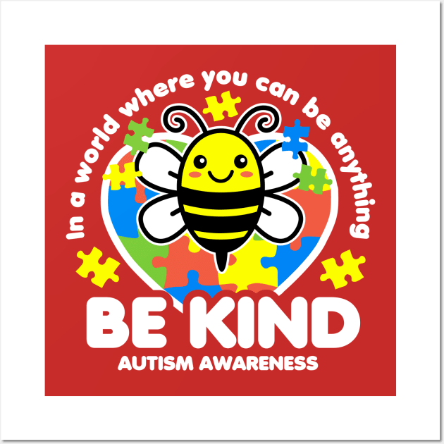 Be Kind Autism Awareness Wall Art by DetourShirts